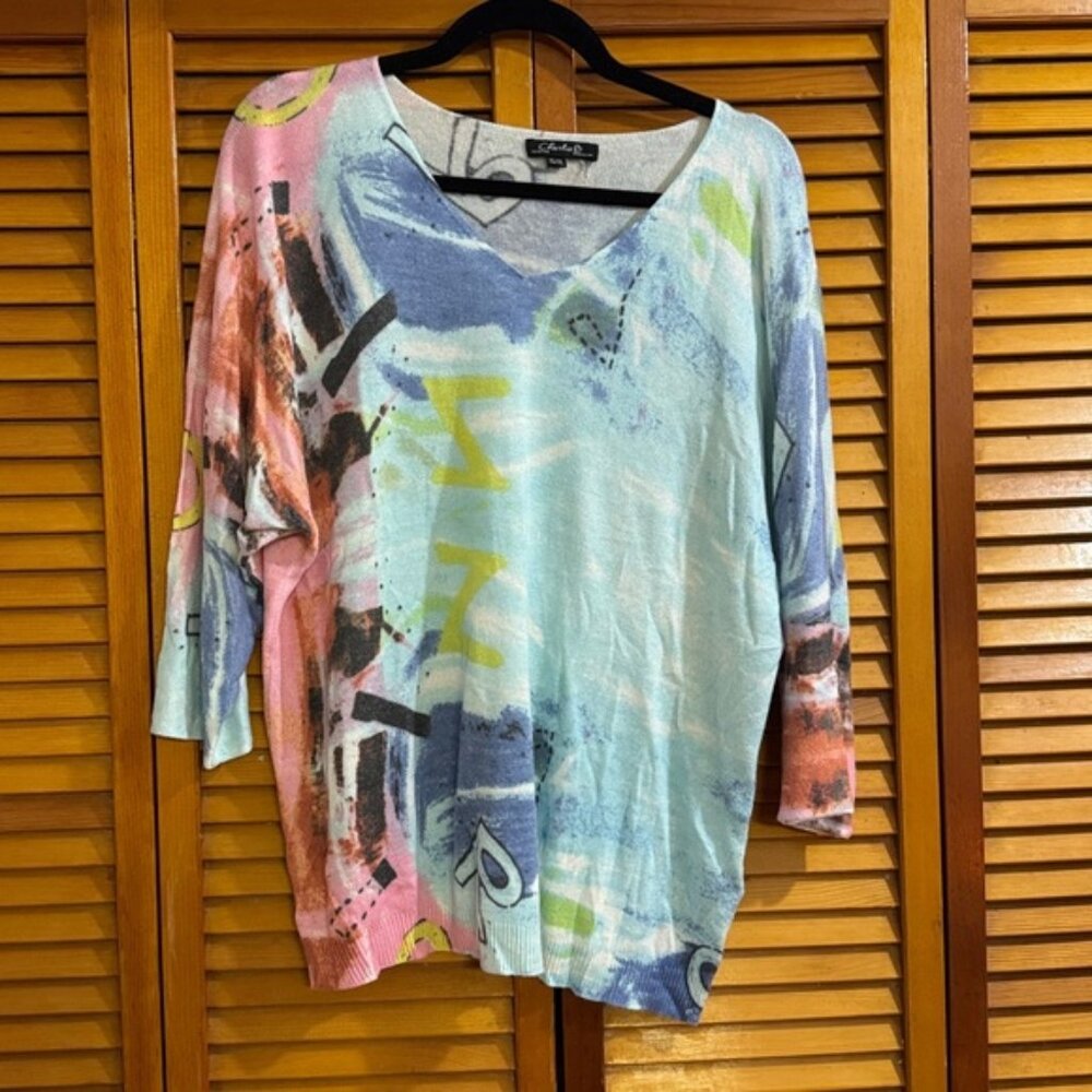 CHARLIE B 3/4” sleeves colorful top